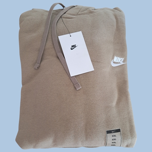Nike Mens Sportswear Club Fleece Pullover Hoodie Various Sizes NWT Khaki White - Picture 5 of 5